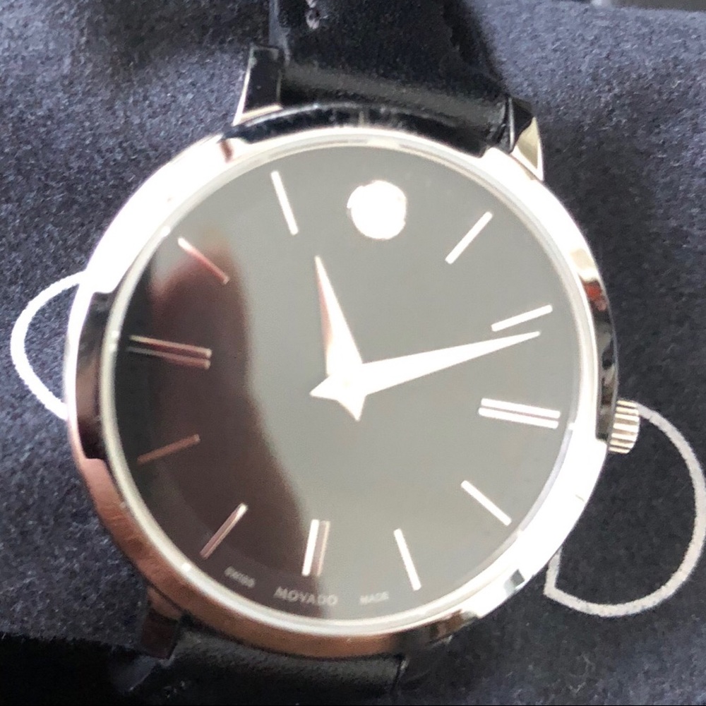 Movado Women’s Ultra Slim 28mm Strap Watch Black - Picture 4 of 8